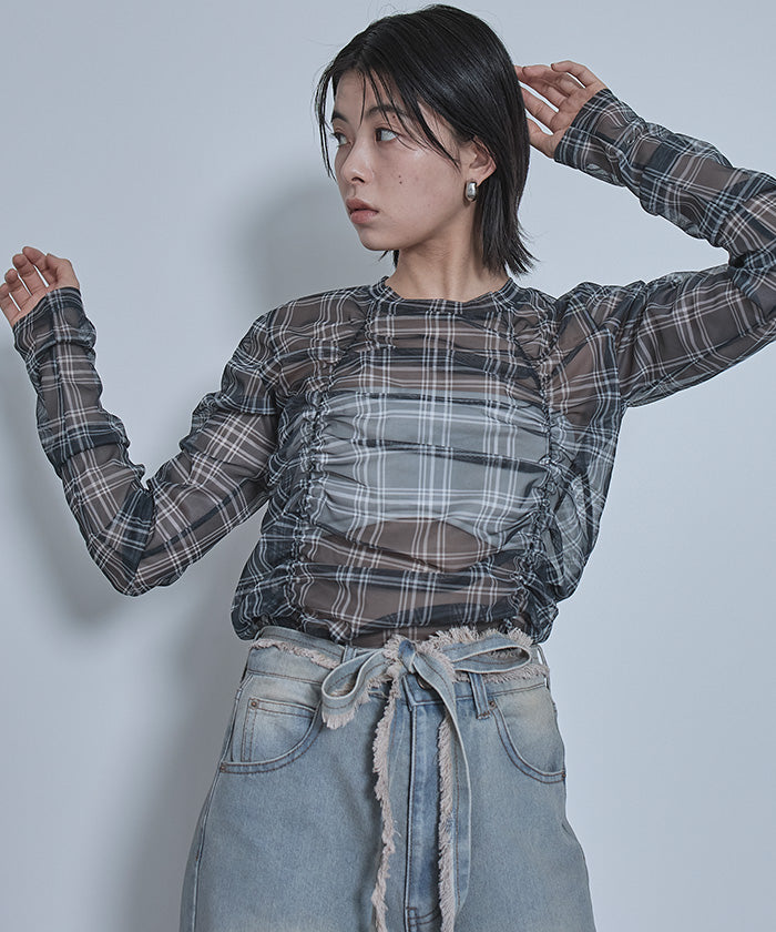 ミエット miette シャーリングシアートップス （アイボリー） アイボリー