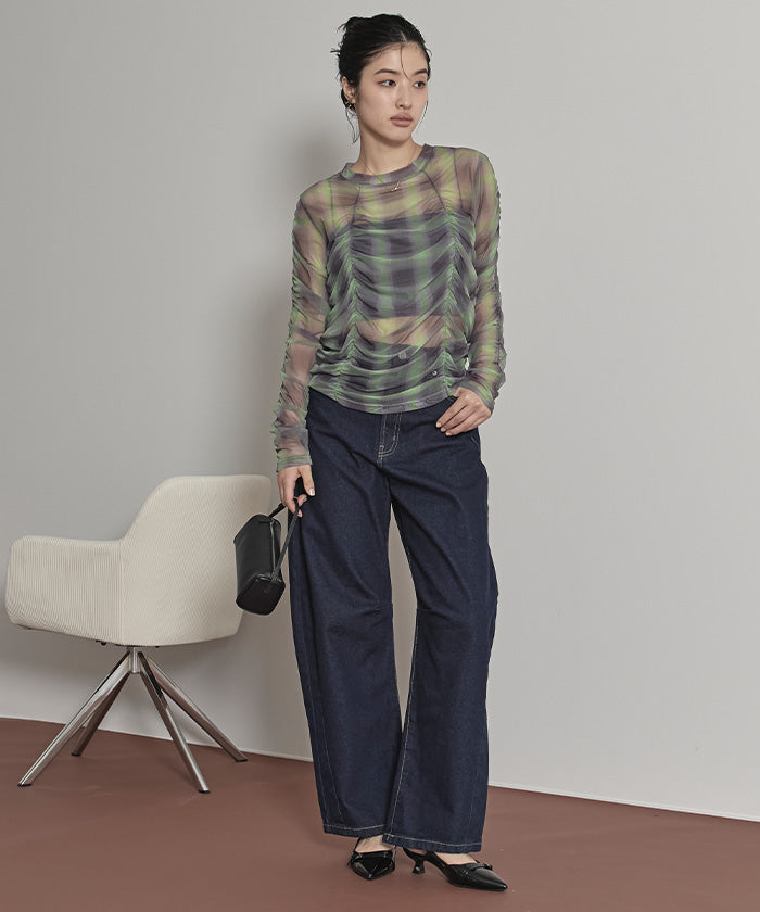 ミエット miette シャーリングシアートップス （アイボリー） アイボリー