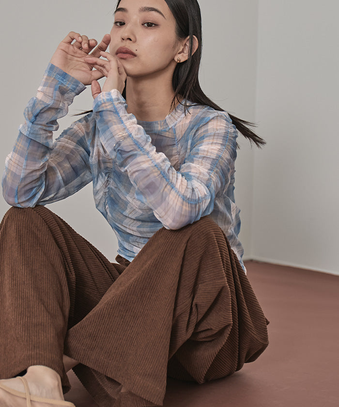 ミエット miette シャーリングシアートップス （アイボリー） アイボリー