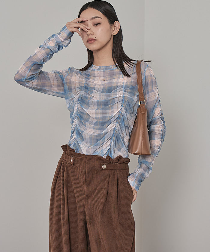 ミエット miette シャーリングシアートップス （アイボリー） アイボリー
