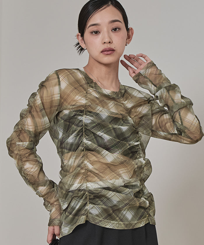 ミエット miette シャーリングシアートップス （アイボリー） アイボリー