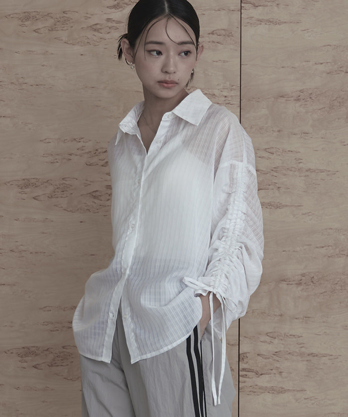 ミエット miette ドロストスリーブシアーチェックシャツ （イエロー） イエロー