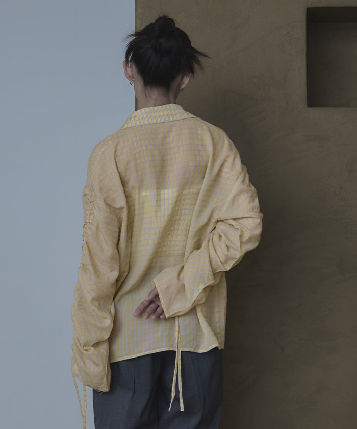 ミエット miette ドロストスリーブシアーチェックシャツ （イエロー） イエロー