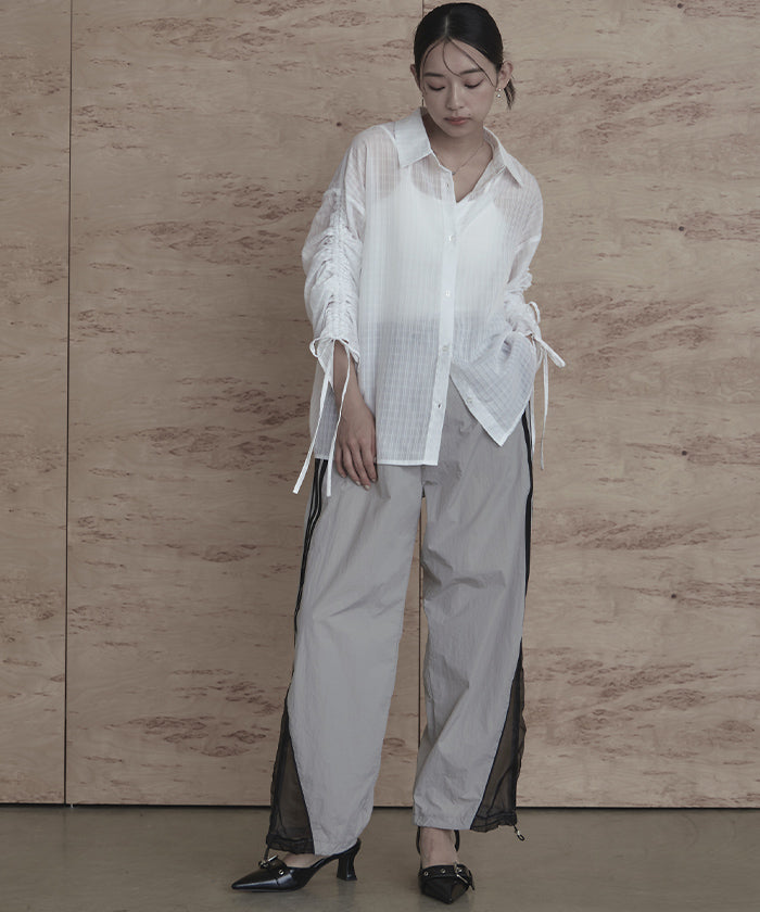 ミエット miette ドロストスリーブシアーチェックシャツ （イエロー） イエロー