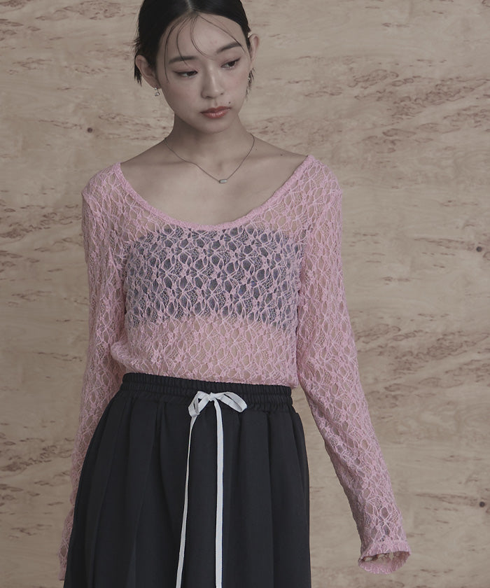 miette miette 前後2way U領蕾絲上衣