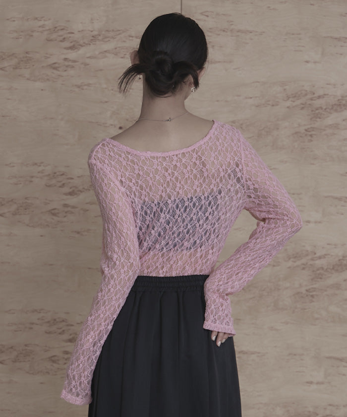 miette miette 前後2way U領蕾絲上衣