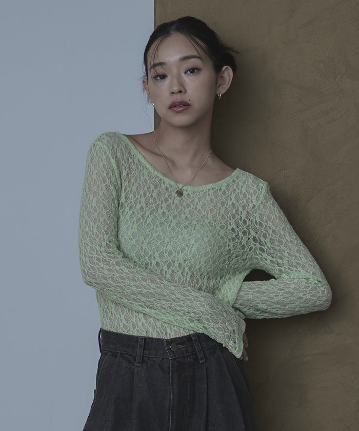 miette miette 前後2way U領蕾絲上衣