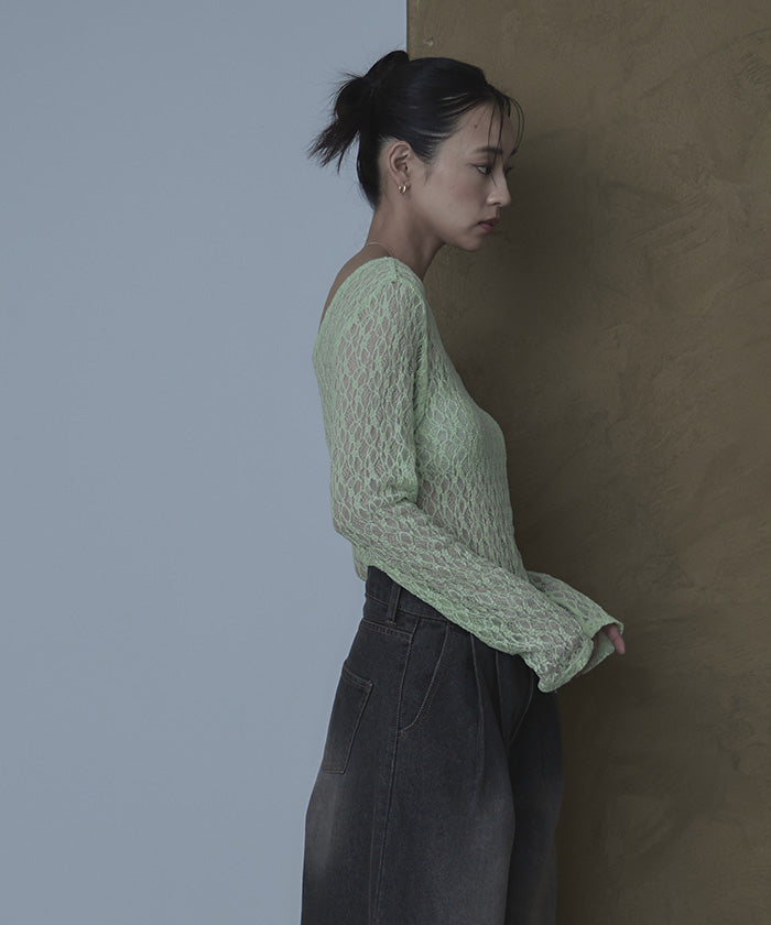 miette miette 前後2way U領蕾絲上衣