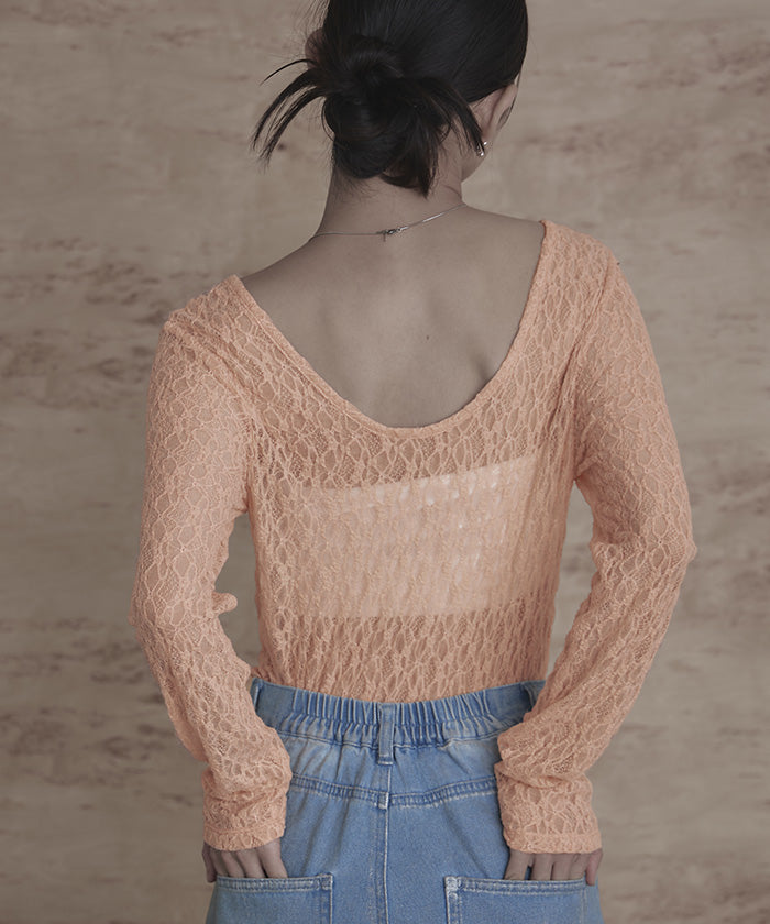 miette miette 前後2way U領蕾絲上衣