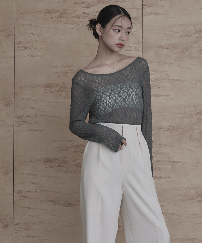miette miette 前後2way U領蕾絲上衣