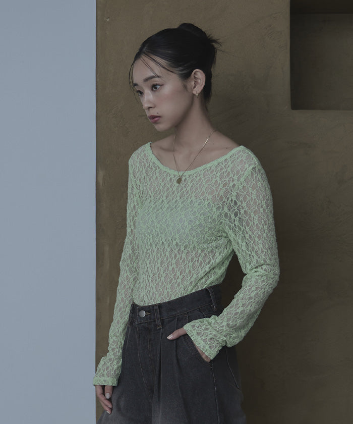 miette miette 前後2way U領蕾絲上衣