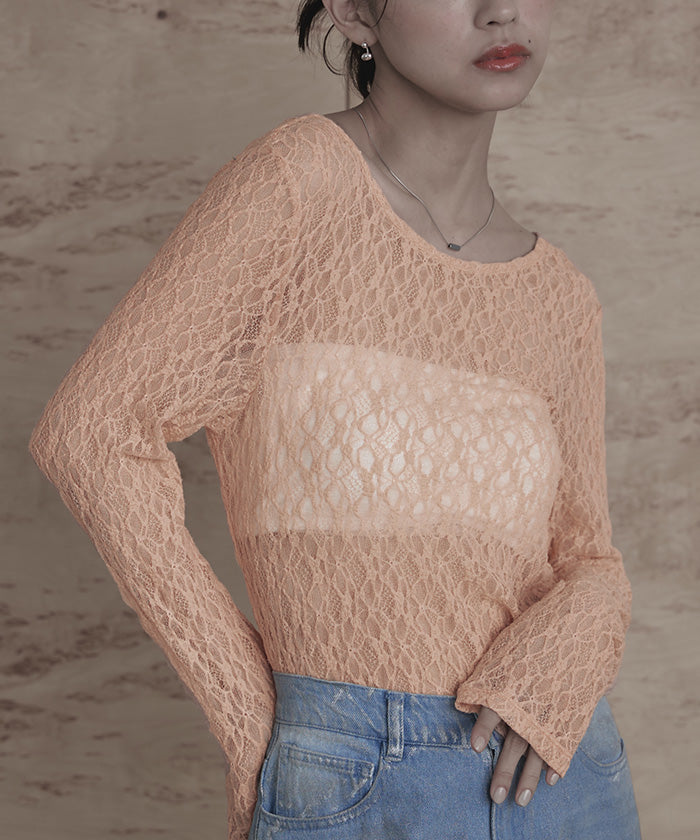 miette miette 前後2way U領蕾絲上衣