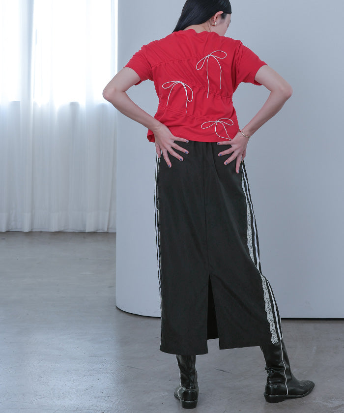 ミエット miette サイドレースラインスカート （グレー） グレー