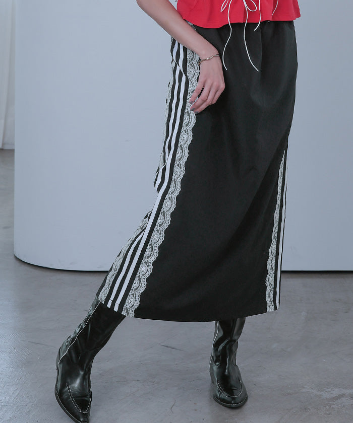 ミエット miette サイドレースラインスカート （グレー） グレー