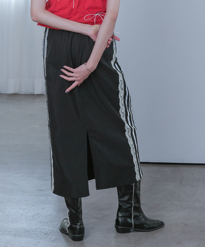 ミエット miette サイドレースラインスカート （グレー） グレー