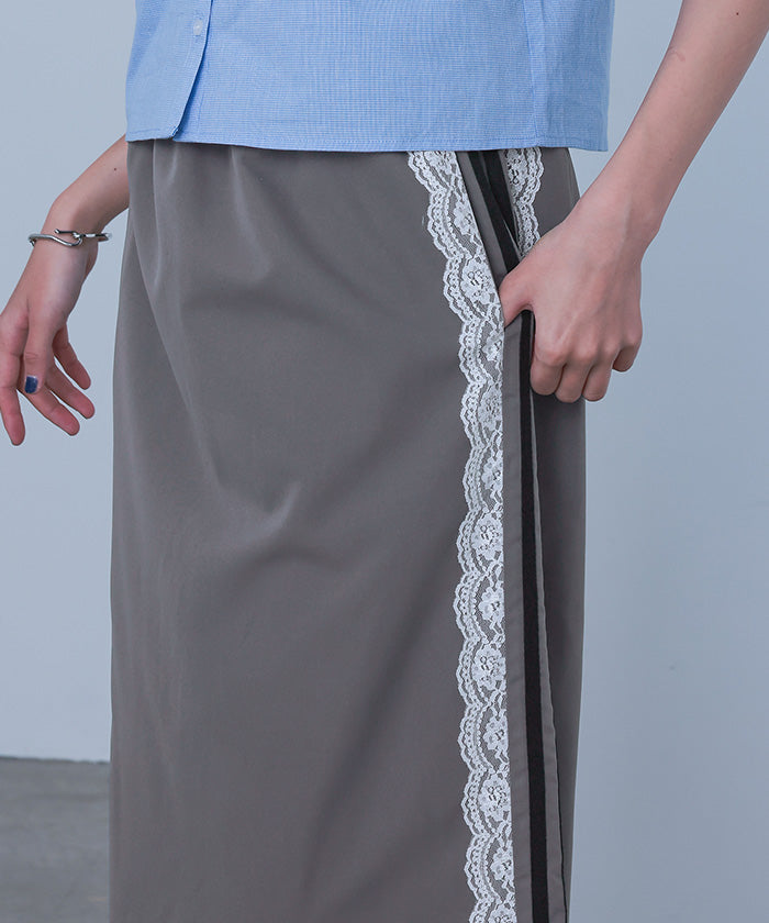 ミエット miette サイドレースラインスカート （グレー） グレー