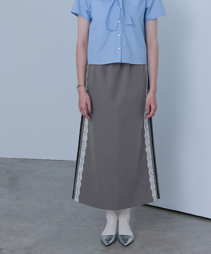 ミエット miette サイドレースラインスカート （グレー） グレー