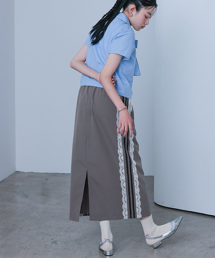 ミエット miette サイドレースラインスカート （グレー） グレー