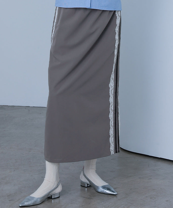 ミエット miette サイドレースラインスカート （グレー） グレー