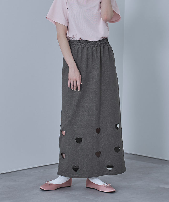 ミエット miette ハートカットデニム裏毛スカート （グレー） グレー