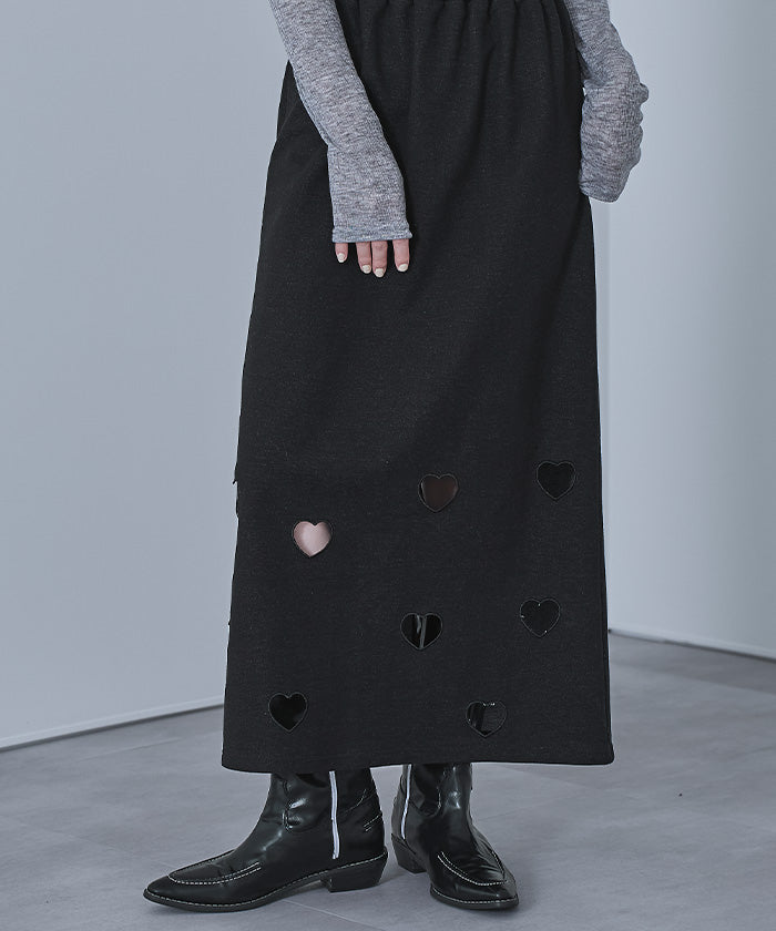 ミエット miette ハートカットデニム裏毛スカート （グレー） グレー