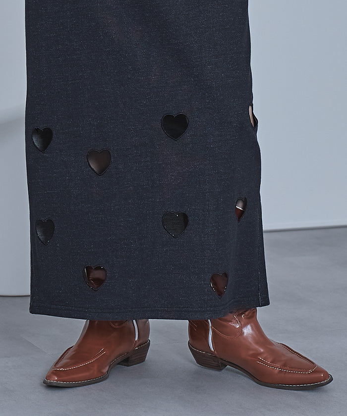 ミエット miette ハートカットデニム裏毛スカート （グレー） グレー