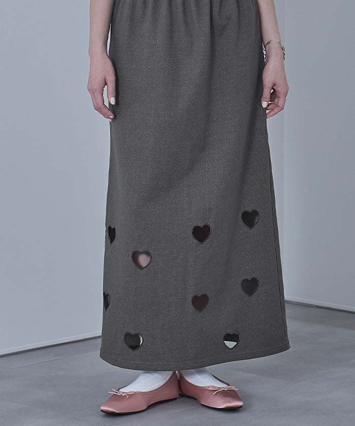 ミエット miette ハートカットデニム裏毛スカート （グレー） グレー