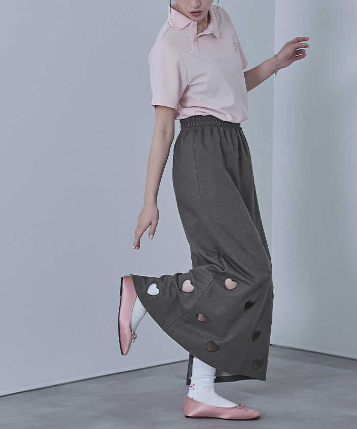 ミエット miette ハートカットデニム裏毛スカート （グレー） グレー