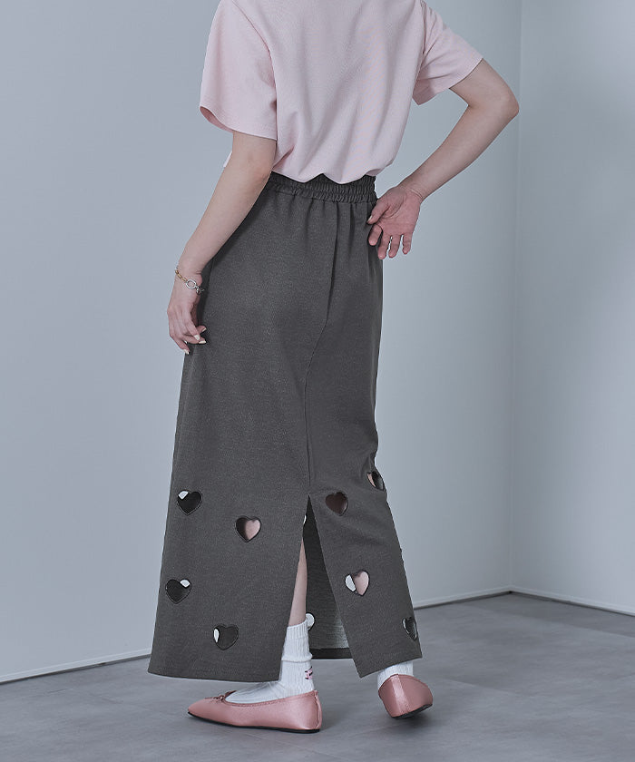 ミエット miette ハートカットデニム裏毛スカート （グレー） グレー