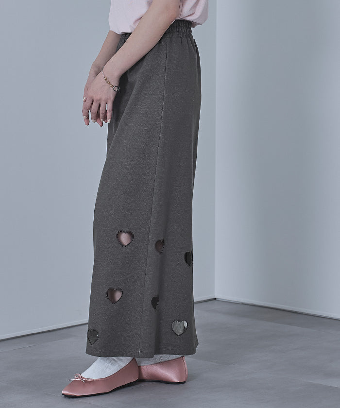 ミエット miette ハートカットデニム裏毛スカート （グレー） グレー