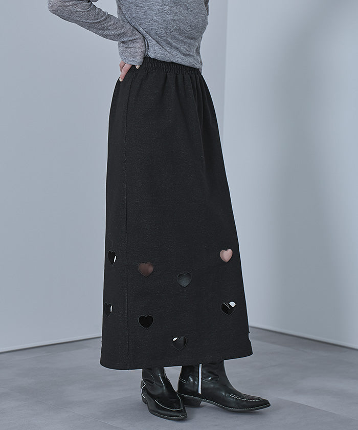 ミエット miette ハートカットデニム裏毛スカート （グレー） グレー