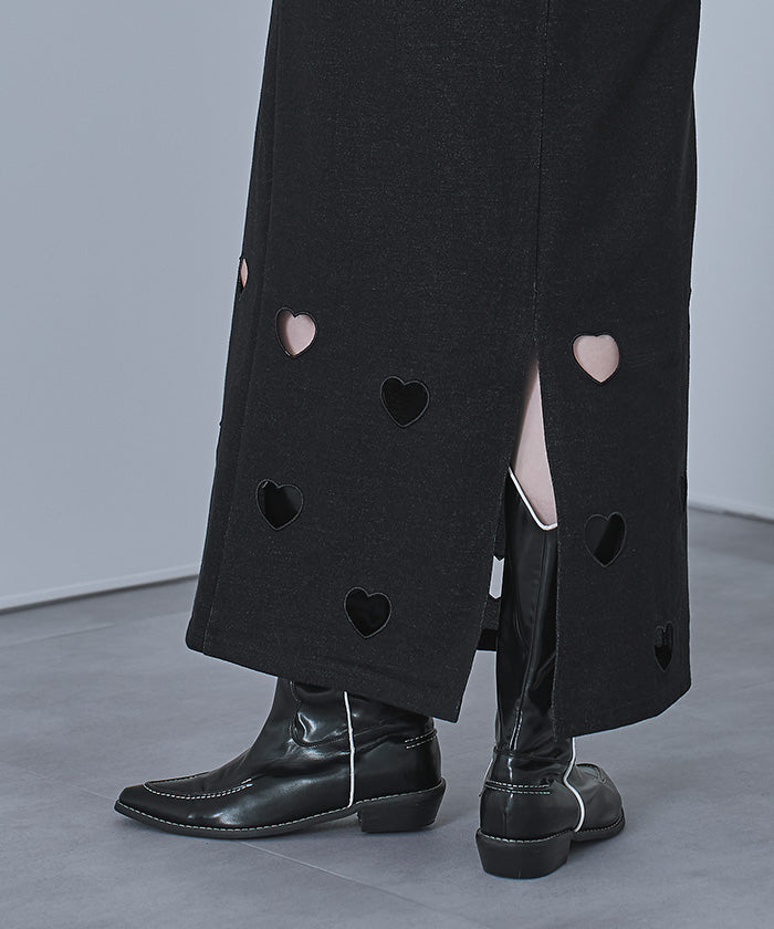 ミエット miette ハートカットデニム裏毛スカート （グレー） グレー