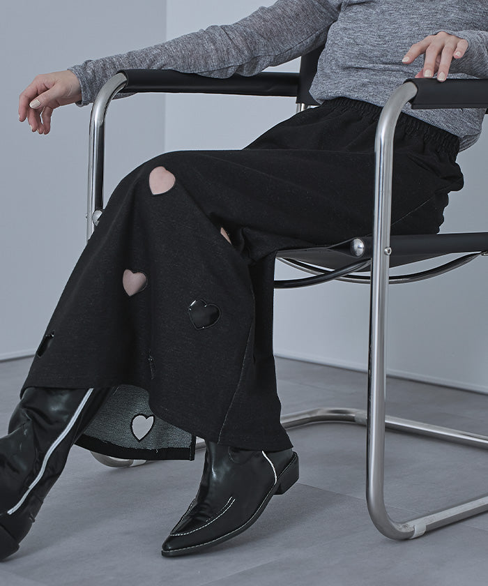 ミエット miette ハートカットデニム裏毛スカート （グレー） グレー