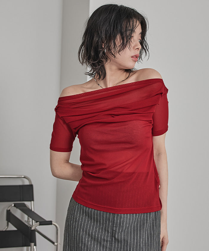 ミエット miette オフショルシアートップス （レッド） レッド