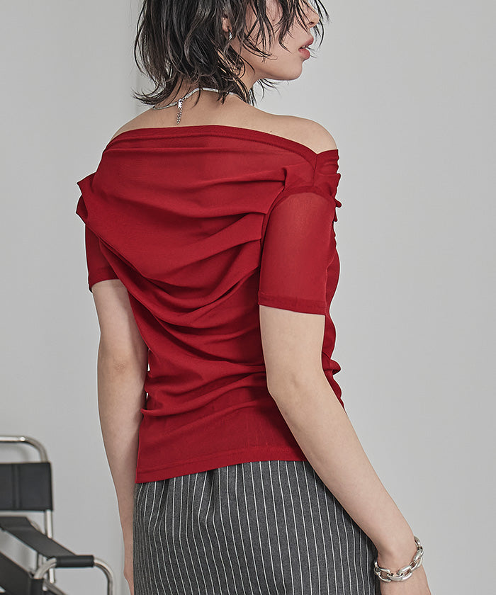 ミエット miette オフショルシアートップス （レッド） レッド