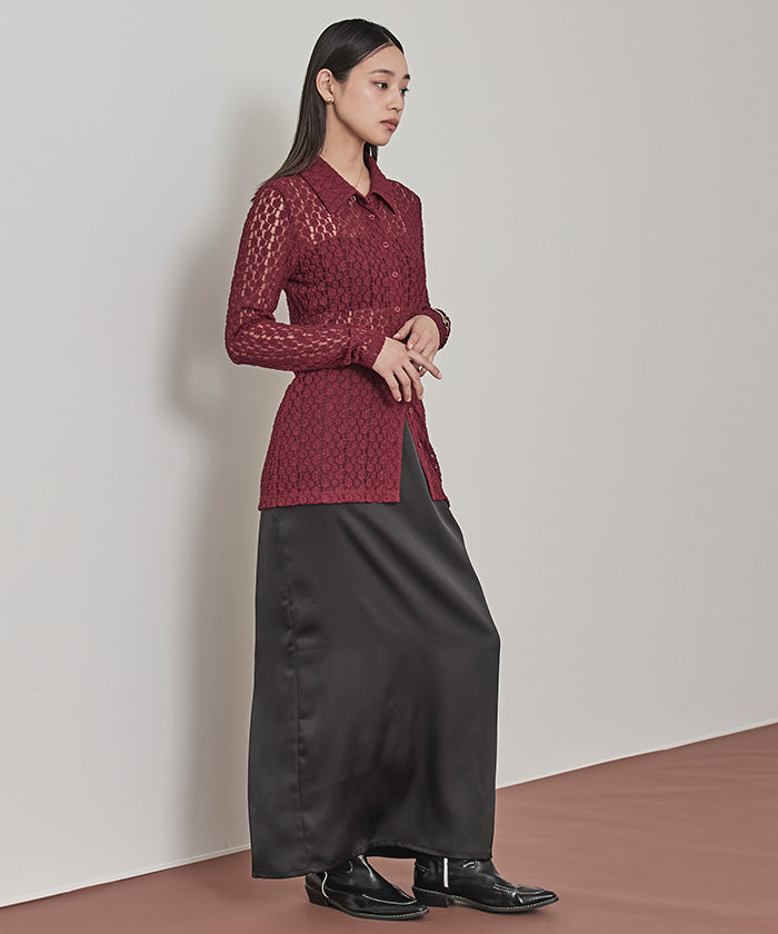 ミエット miette カットレースコンパクトシャツ （ボルドー） ボルドー