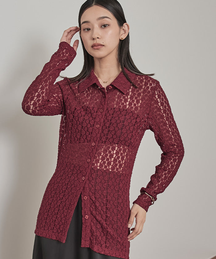 ミエット miette カットレースコンパクトシャツ （ベージュ） ベージュ