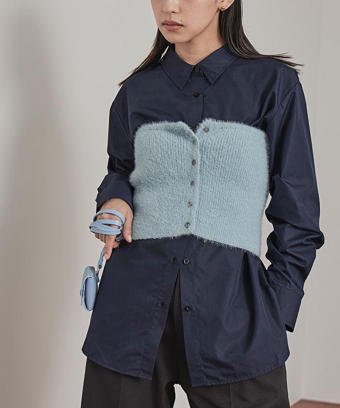 ミエット miette ニットベアビスチェセットシャツ （ネイビー） ネイビー