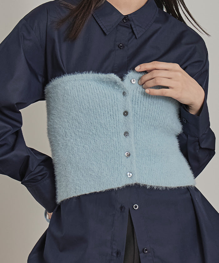 ミエット miette ニットベアビスチェセットシャツ （ネイビー） ネイビー