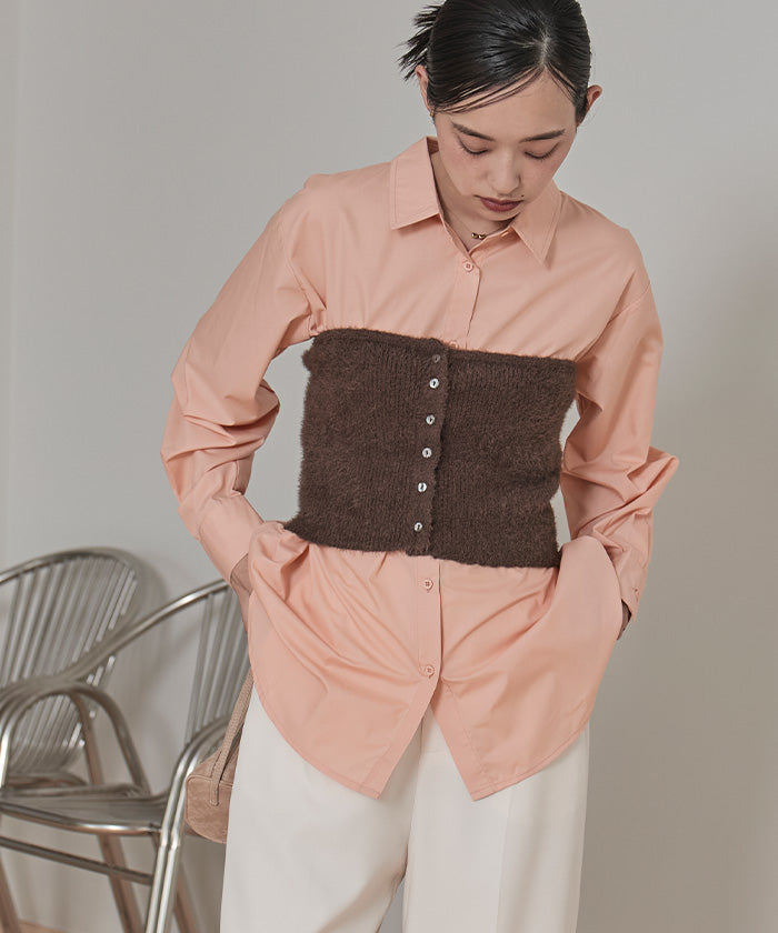 ミエット miette ニットベアビスチェセットシャツ （ネイビー） ネイビー