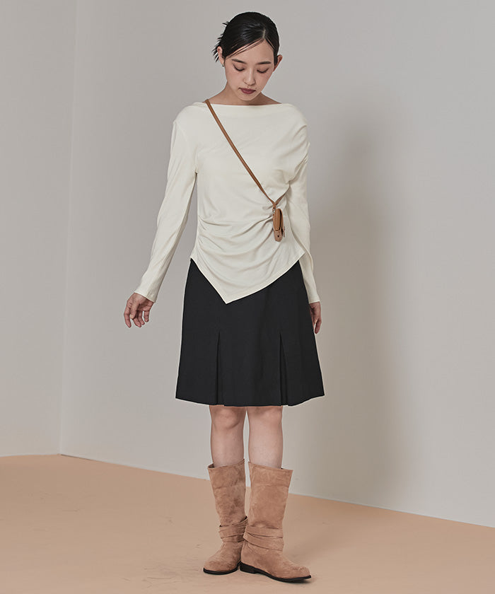 ミエット miette アシンメトリーオフショルダートップス （ボルドー） ボルドー
