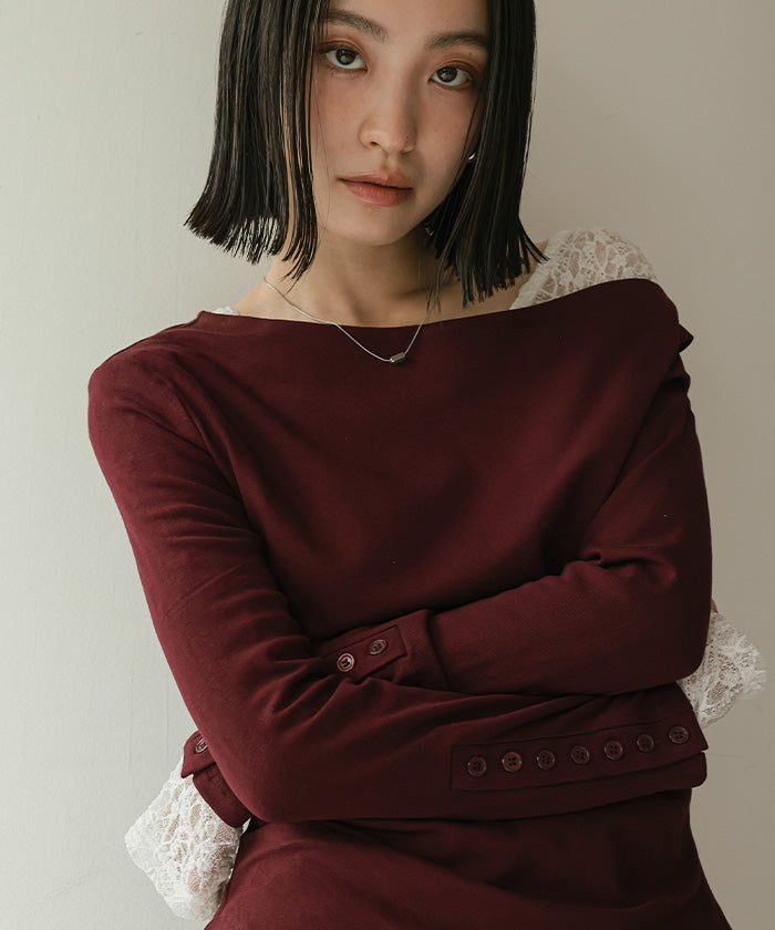 ミエット miette アシンメトリーオフショルダートップス （ボルドー） ボルドー