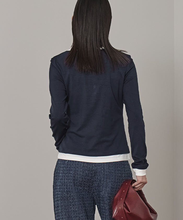 ミエット miette レイヤード風ヘンリーネックトップス （レッド） レッド