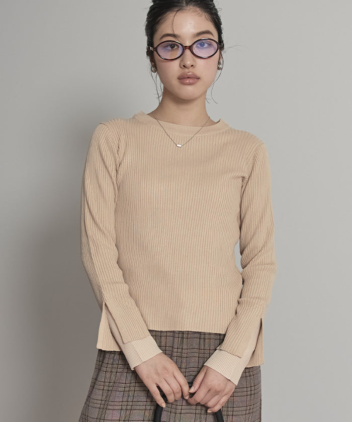 ミエット miette スリットデザインリブニット （ボルドー） ボルドー