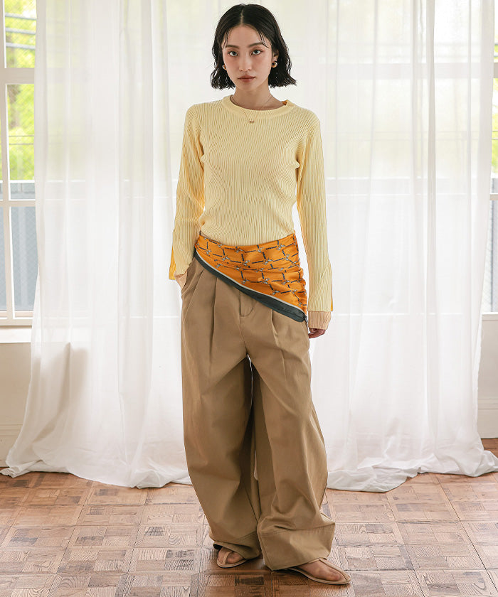 ミエット miette スリットデザインリブニット （ボルドー） ボルドー