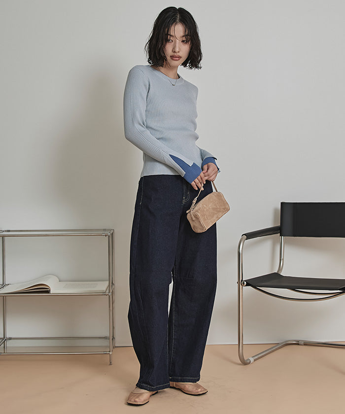 ミエット miette スリットデザインリブニット （ボルドー） ボルドー