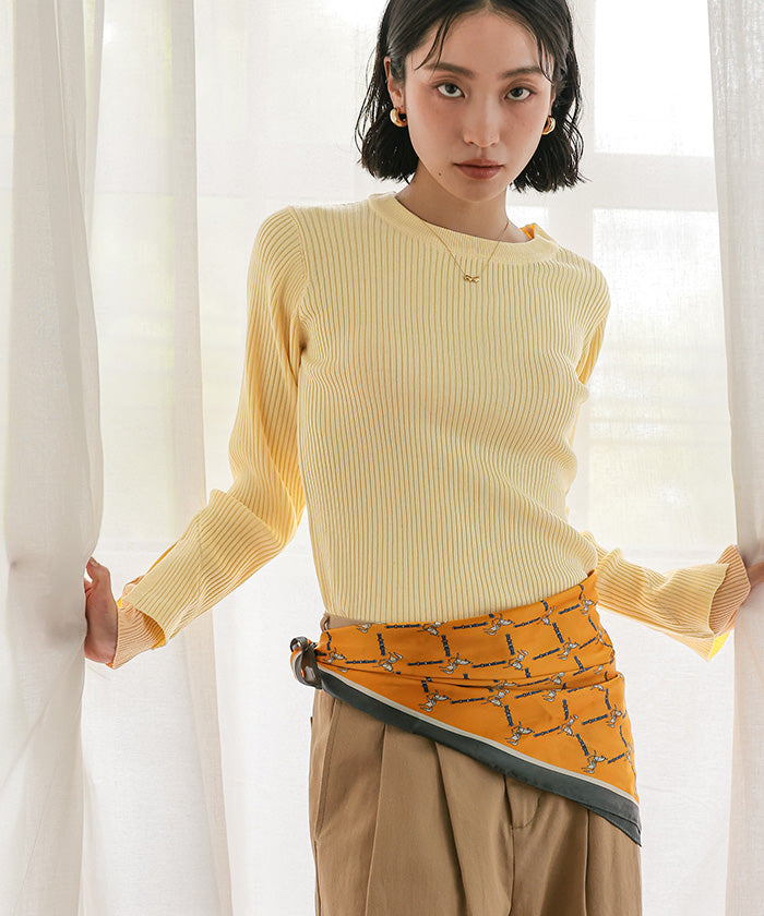ミエット miette スリットデザインリブニット （ボルドー） ボルドー