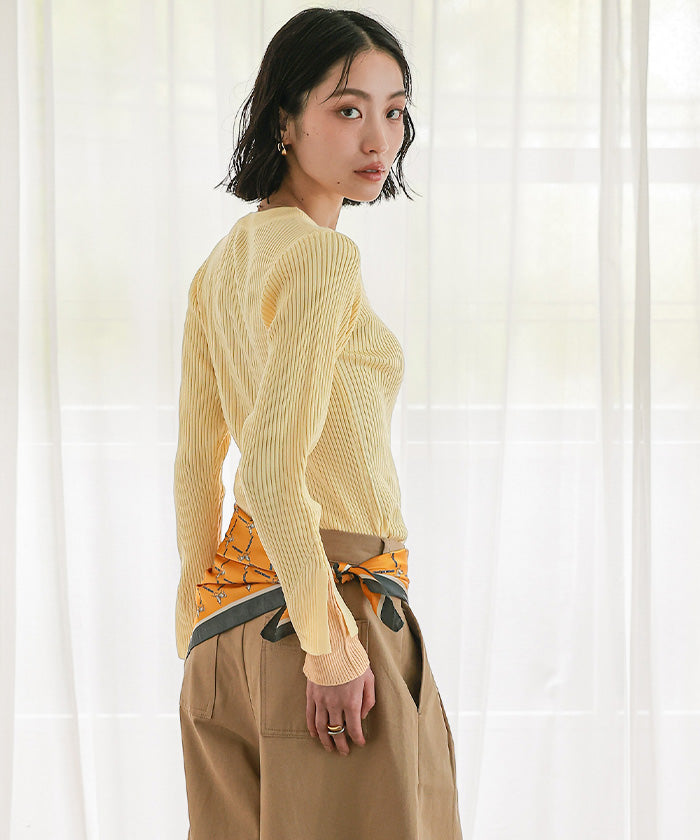 ミエット miette スリットデザインリブニット （ボルドー） ボルドー