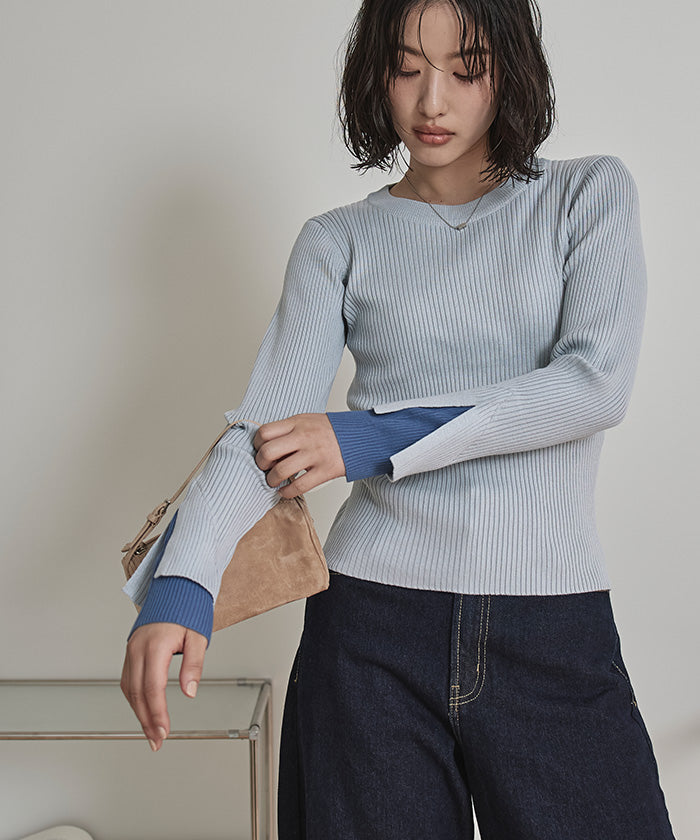 ミエット miette スリットデザインリブニット （ボルドー） ボルドー