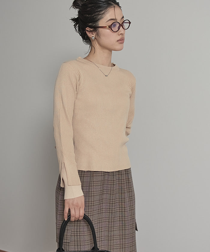 ミエット miette スリットデザインリブニット （ボルドー） ボルドー